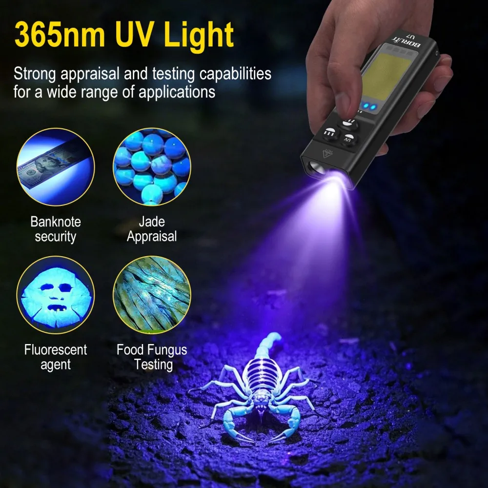 BORUiT U7 UV LED EDC linterna  - Renewable Energy Sources reseña y precio